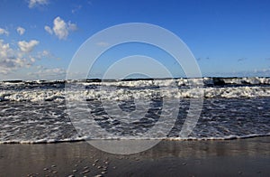 Seascape during a storm with large waves, Carnikava, Latvia