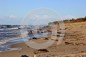 Seascape during a storm with large waves, Carnikava, Latvia