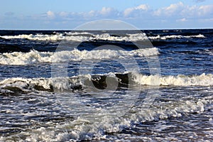 Seascape during a storm with large waves, Carnikava, Latvia