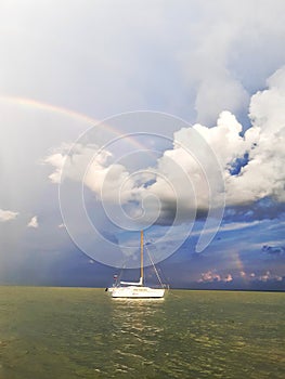 seascape storm rainbow