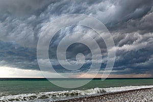 Seascape - stormy sky and raging sea