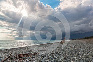 Seascape - stormy sky and raging sea