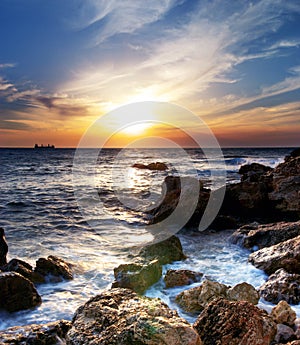 Seascape sunset photo