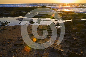 Seascape of sunset at the beach of Givat Olga Hadera Israel