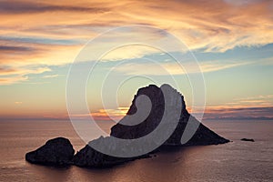 Seascape of sunset on Es Vedra island, Ibiza, Baleares, Spain - Image