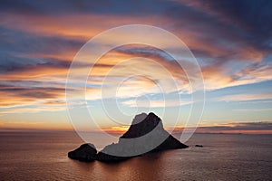 Seascape of sunset on Es Vedra island, Ibiza, Baleares, Spain - Image