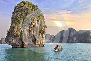 Seascape sunset at Halong Bay