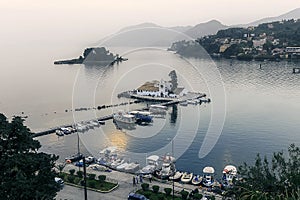 Seascape during sunset. Natural seascape in the Greece. Splendid morning scene of Corfu Island. Fabulous morning seascape of