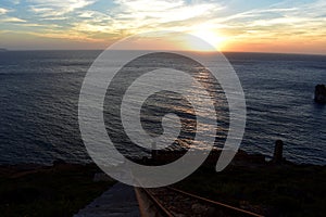 Seascape, sunset in Sardinia Island, location Masua