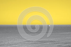 Seascape in the trendy illuminating yellow and ultimate gray colors of the year.