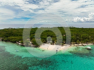 Seascape with tropical island.