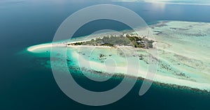 Seascape with tropical island. Semporna, Sabah, Malaysia.