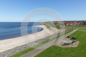 Seascape from Urk in the Netherlands with a windfarm along the coast