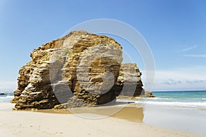 Seascape view of Cathedrals beach in Galicia, Spain