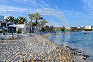 Seascape. View on the city beach. Ayia Napa. Cyprus