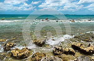 Seascape View of rocky beach at Koh Samui