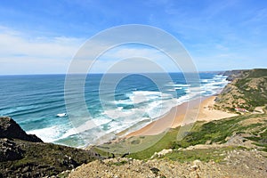 Seascape from the viewpoint of Castelejo, view of Cordoama beach, Vila do Bispo, Algarve, Portugal photo