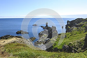 Seascape of volcanic rocks