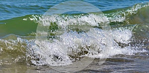 Seascape. Waves show. Detail. Summer, sea, sun, beach, holiday, fun - Black Sea, landmark attraction in Romania