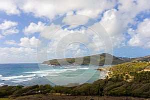 A seascape on the windward side of an island in the caribbean