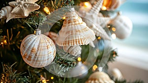Seashell Christmas Tree Ornaments: Coastal Holiday Decor