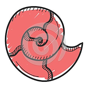 Seashell doodle icon vector isolated