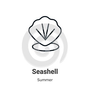 Seashell outline vector icon. Thin line black seashell icon, flat vector simple element illustration from editable summer concept