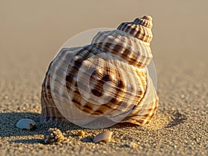 Seashell on sandy beach