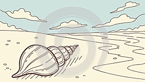 Seashell on Sandy Beach Vector for Coastal Tranquility, vector design Generative AI