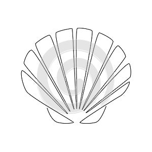 Seashell scallop. Continuous one line drawing of an oyster mollusk. Modern minimalist badge icon or logo. Sea shell