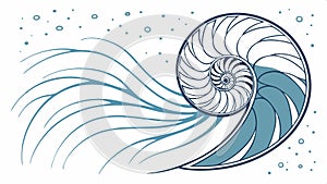Seashell spiral vector, nature pattern art, marine life design element vector design Generative AI photo