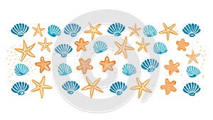 Seashell and Starfish Pattern, Ocean and Beach Theme, vector design Generative AI