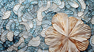 Seashells background texture close up. Closeup of beautiful colorful sea shells in different shapes, coral and starfish