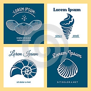 Seashells nautical logo templates set