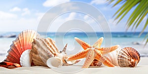 Seashells on a tropical seashore