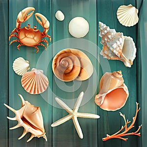 Seashells vector icons