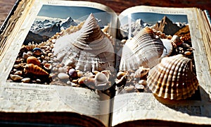 Seashells on Vintage Book
