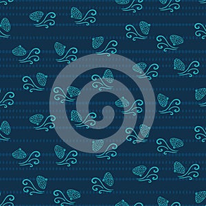 Seashells and waves seamless vector pattern