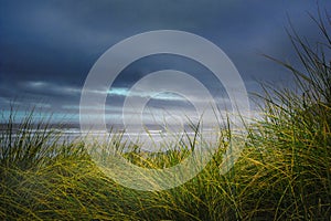 Seashore Beach under Storm Clouds