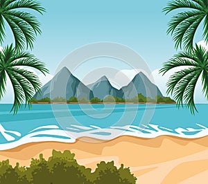 Seashore landscape cartoon photo