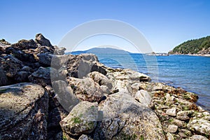 Seashore landscape in summer at Larrabee State Park in Bellingham Washington