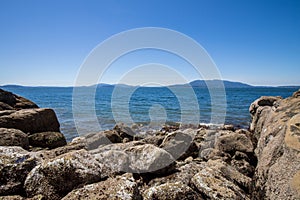 Seashore rocky landscape at Larrabee State Park in Bellingham Washington during summer