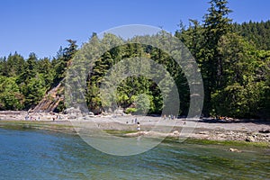 Seashore rocky landscape at Larrabee State Park in Bellingham Washington during summer