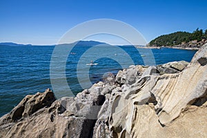 Seashore rocky landscape in summer at Larrabee State Park in Bellingham Washington