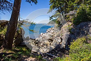 Seashore rocky landscape in summer at Larrabee State Park in Bellingham Washington