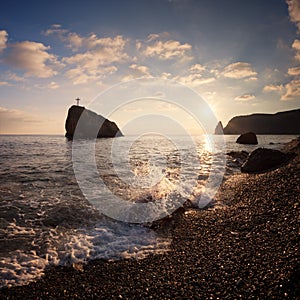 Seashore at sunset