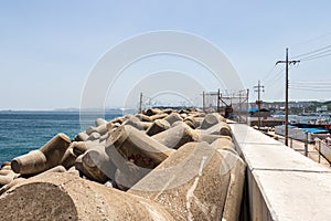 Seaside with Breakwater of Mukho Port, Donghae City, Gangwon Province, South Korea, Asia