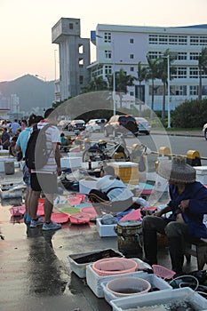 The seaside Busy market in shekou SHENZHEN CHINA AISA
