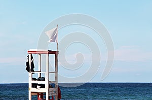 Seaside coastal lifeguard watchtower