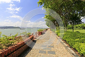 Seaside cobblestone trail of gulangyu island